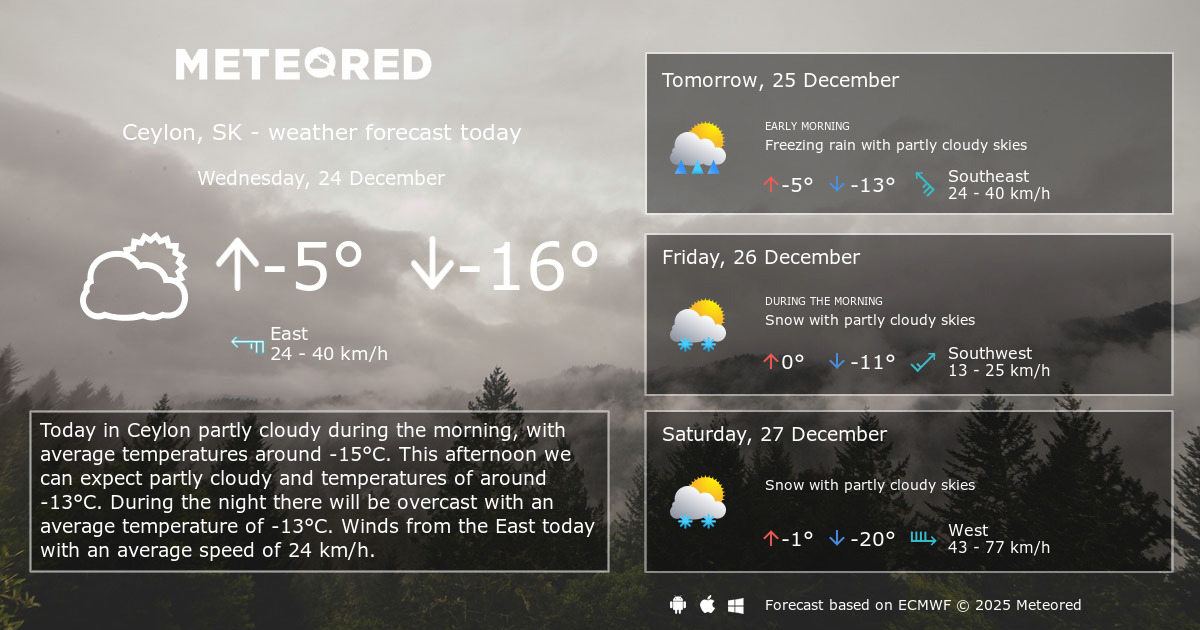 Weather Ceylon, SK 14 days Meteored