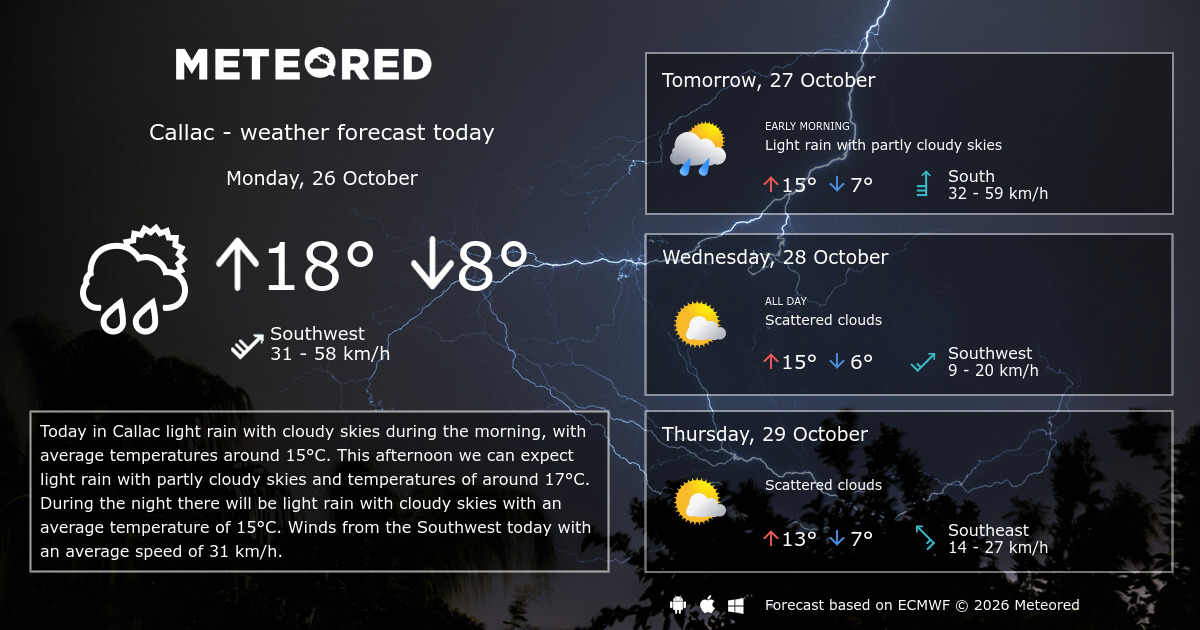 Callac Weather Weather Callac 14 days - Meteored Canada